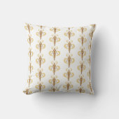 Gold Fleur-de-Lis Pattern Poly Velvet Pillow クッション (正面)
