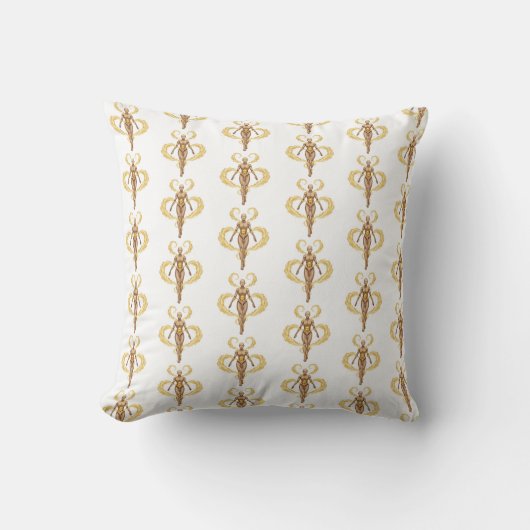 Gold Fleur-de-Lis Pattern Poly Velvet Pillow クッション (正面)