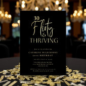Gold Flirty Thriving 30th Birthday Foil Invitation 箔招待状