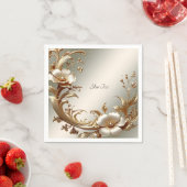 Gold Floral スタンダードカクテルナプキン (インサイチュ)
