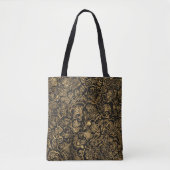 Gold Floral Baroque Pattern on Black トートバッグ (正面)