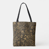 Gold Floral Baroque Pattern on Black トートバッグ (裏面)