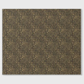Gold Floral Baroque Pattern on Black ラッピングペーパー (フラット)