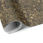 Gold Floral Baroque Pattern on Black ラッピングペーパー (ロールコーナー)