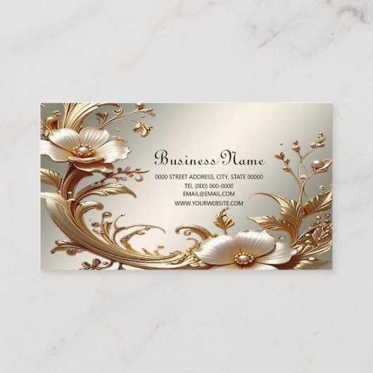 Gold Floral Business Card 名刺 (裏面)