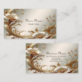 Gold Floral Business Card 名刺 (正面/裏面)