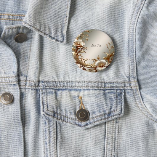 Gold Floral Button 缶バッジ (インサイチュ)