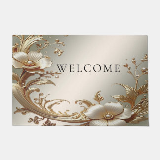 Gold Floral Doormat ドアマット