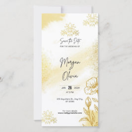 Gold Floral Elegance Save the Date Wedding Card