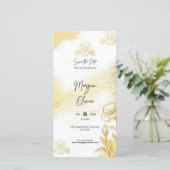 Gold Floral Elegance Save the Date Wedding Card (スタンド正面)