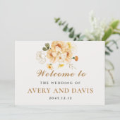 Gold & Floral Elegant Personalized Wedding  招待状 (スタンド正面)