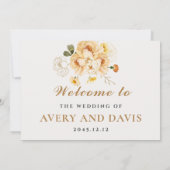 Gold & Floral Elegant Personalized Wedding  招待状 (裏面)