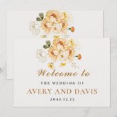 Gold & Floral Elegant Personalized Wedding  招待状 (正面/裏面)