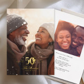 Gold floral embellished 50th Wedding Anniversary 箔招待状