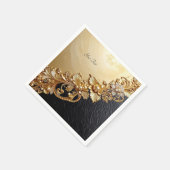 Gold Floral Embellishments スタンダードカクテルナプキン (角)