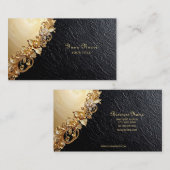Gold Floral Embellishments Business Card 名刺 (正面/裏面)