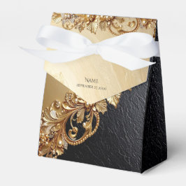 Gold Floral Embellishments Favor Box フェイバーボックス