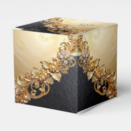 Gold Floral Embellishments Favor Box フェイバーボックス
