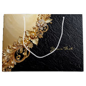 Gold Floral Embellishments Gift Bag ラージペーパーバッグ (正面)