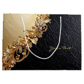 Gold Floral Embellishments Gift Bag ラージペーパーバッグ (裏面)