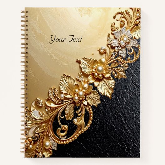 Gold Floral Embellishments Notebook ノートブック (正面)