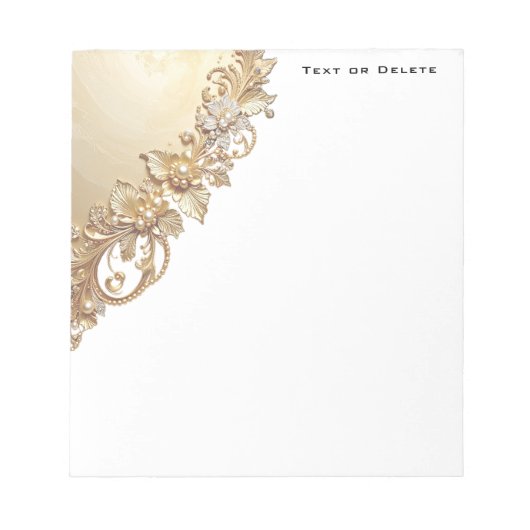 Gold Floral Embellishments Notepad ノートパッド (正面)