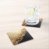 Gold Floral Embellishments Paper Coaster スクエアペーパーコースター (インサイチュ)