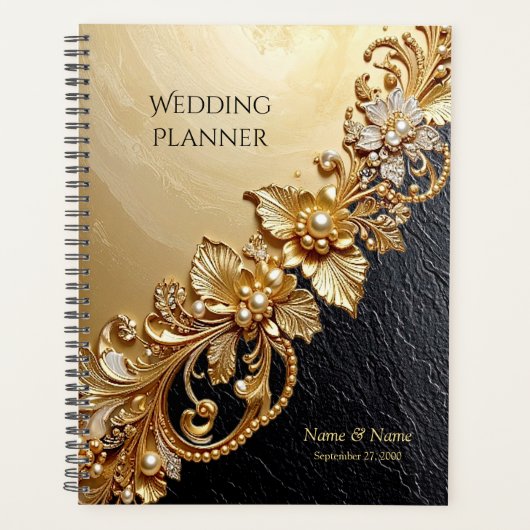 Gold Floral Embellishments Planner プランナー手帳 (正面)