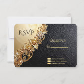 Gold Floral Embellishments RSVP Card (正面)
