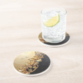 Gold Floral Embellishments Sandstone Coaster コースター (側面)