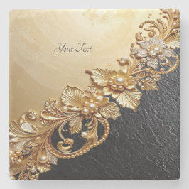 Gold Floral Embellishments Stone Coaster ストーンコースター