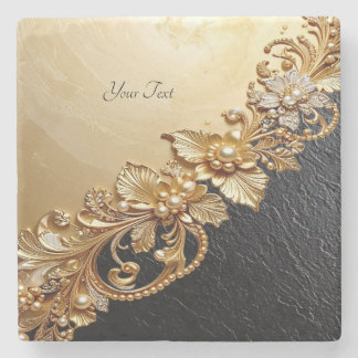 Gold Floral Embellishments Stone Coaster ストーンコースター