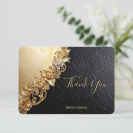 Gold Floral Embellishments Thank You Card サンキューカード