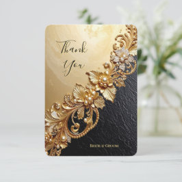 Gold Floral Embellishments Thank You Card サンキューカード