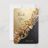 Gold Floral Embellishments Thank You Card サンキューカード (正面)