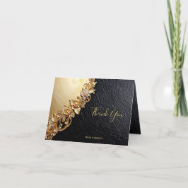 Gold Floral Embellishments Thank You Card サンキューカード