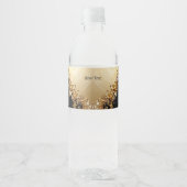 Gold Floral Embellishments Water Bottle Label ペットボトルラベル (正面)