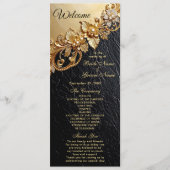 Gold Floral Embellishments Wedding Program プログラム (正面)