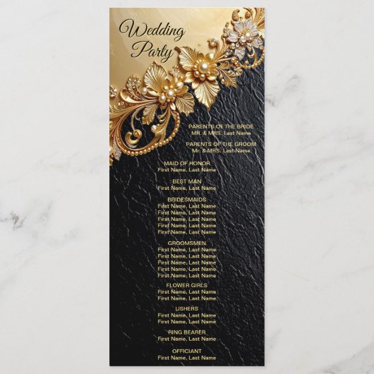 Gold Floral Embellishments Wedding Program プログラム (裏面)