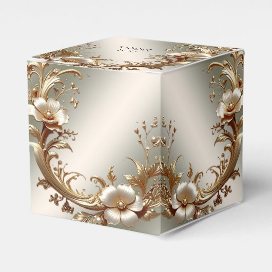 Gold Floral Favor Box フェイバーボックス (正面サイド)