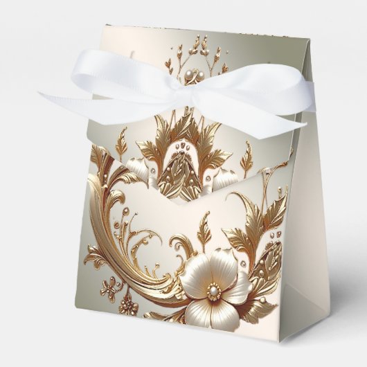 Gold Floral Favor Box フェイバーボックス (正面サイド)