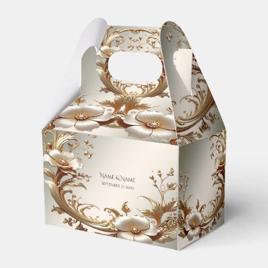 Gold Floral Favor Box フェイバーボックス (正面サイド)