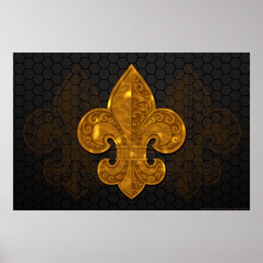 Gold Floral Fleur Poster #1 ポスター (正面)