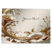 Gold Floral Gift Bag ラージペーパーバッグ (裏面)