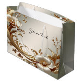 Gold Floral Gift Bag ラージペーパーバッグ (裏面アングル)