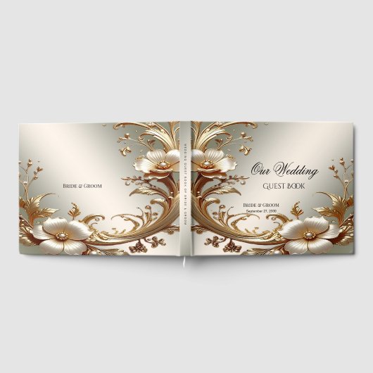 Gold Floral Guest Book ゲストブック (全面)
