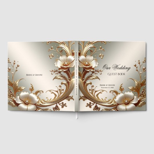 Gold Floral Guest Book ゲストブック (全面)