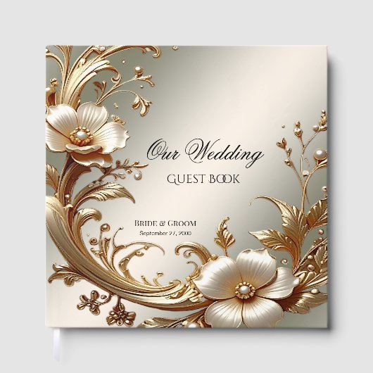 Gold Floral Guest Book ゲストブック (正面)