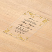 Gold Floral Islamic Muslim Wedding アクリル招待状 (レイダウン)
