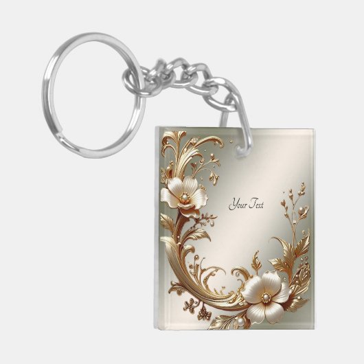 Gold Floral Keychain キーホルダー (正面左)